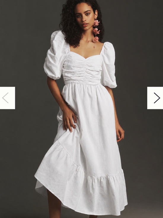 English Factory Dresses & Skirts - English Factory Short-Sleeve Bow-Back Linen Midi Dress